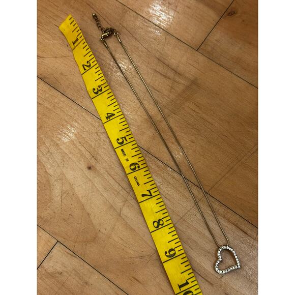 Vintage Gold CZ Heart Necklace Valentine Love Jewelry Adjustable - Picture 4 of 5